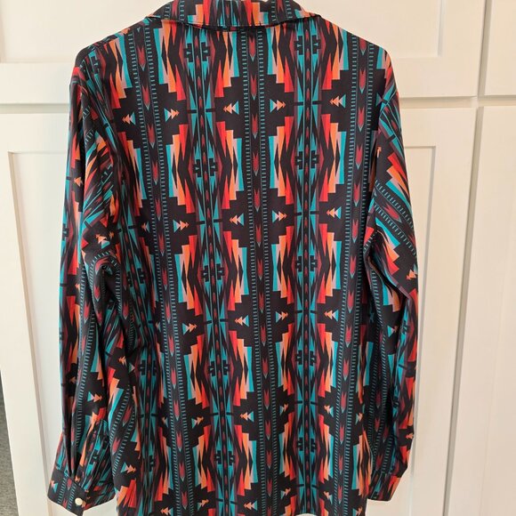 Sterling Kreek Women’s Snap Southwestern Print Sz 2X Western - Picture 2 of 6